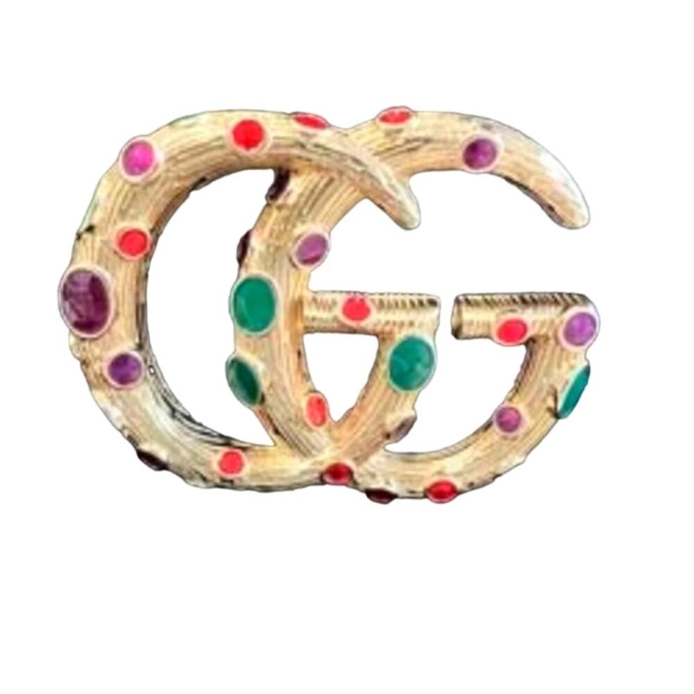 Gucci GG Multi Color Gold Tone Brooch Pin (GGXX020)